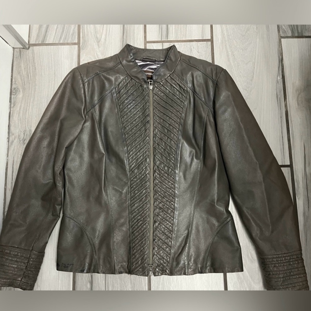 Danier Women's Gray /Green Leather Jacket